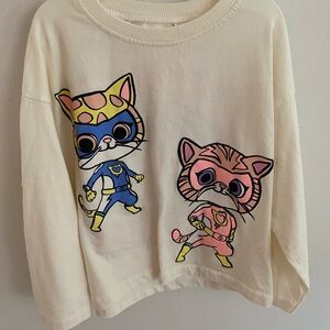 SOLD! On Ⓜ️Zara Cream Kids Superhero Cat Long Sleeve Tee